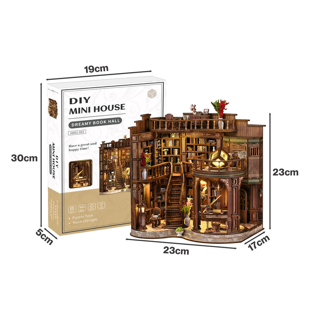 Bo Peep Book Nook Kit DIY Vintage Library with Warm LED 3D Wooden Puzzle Walnut