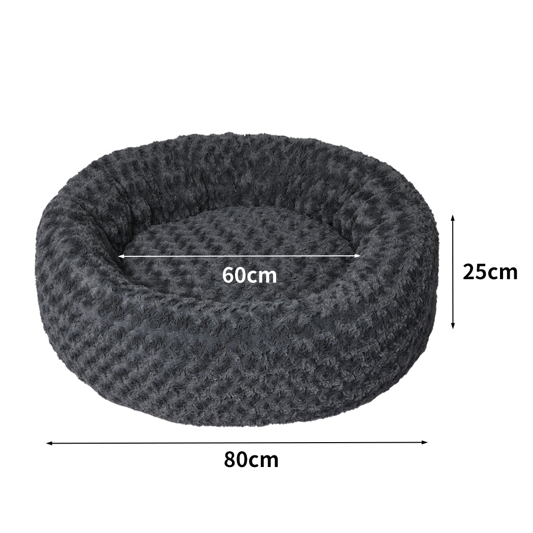 PaWz Calming Dog Bed Warm Soft Plush L Dark Grey Large