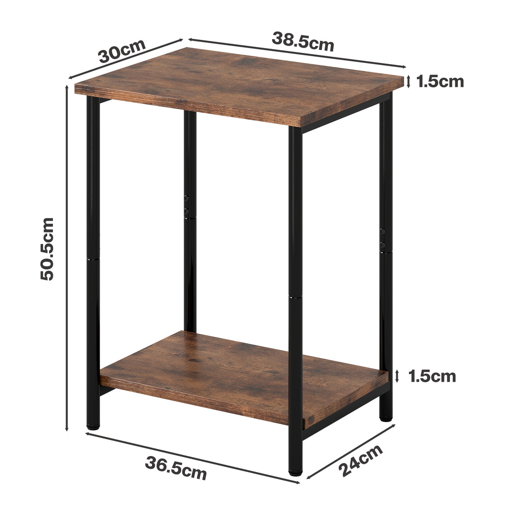 Levede Side Table 2-Tier Industrial Vintage End Table Storage Shelf Nightstand