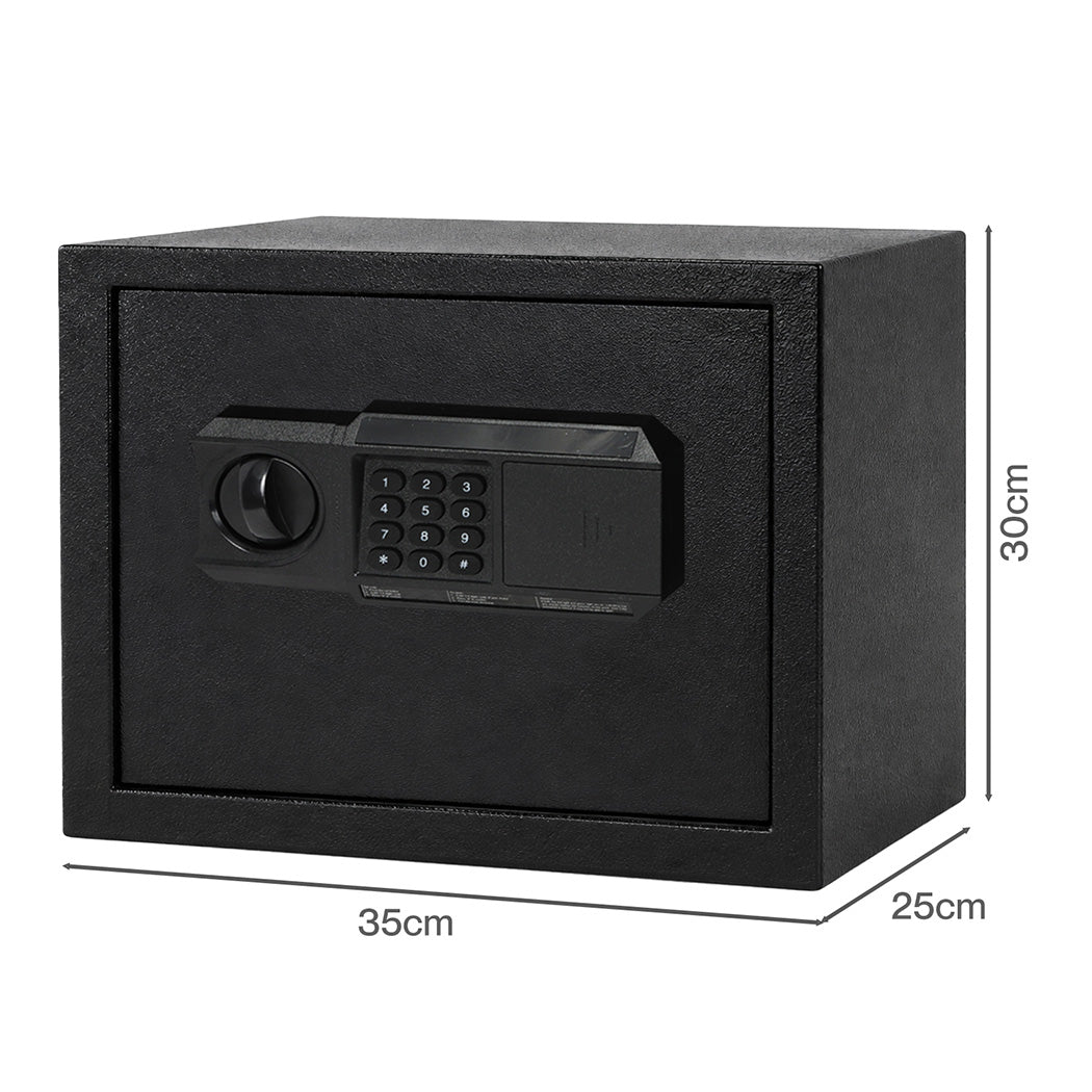 Levede Fireproof Safe Box with LED Light Alarm USB Steel for Home Use Black