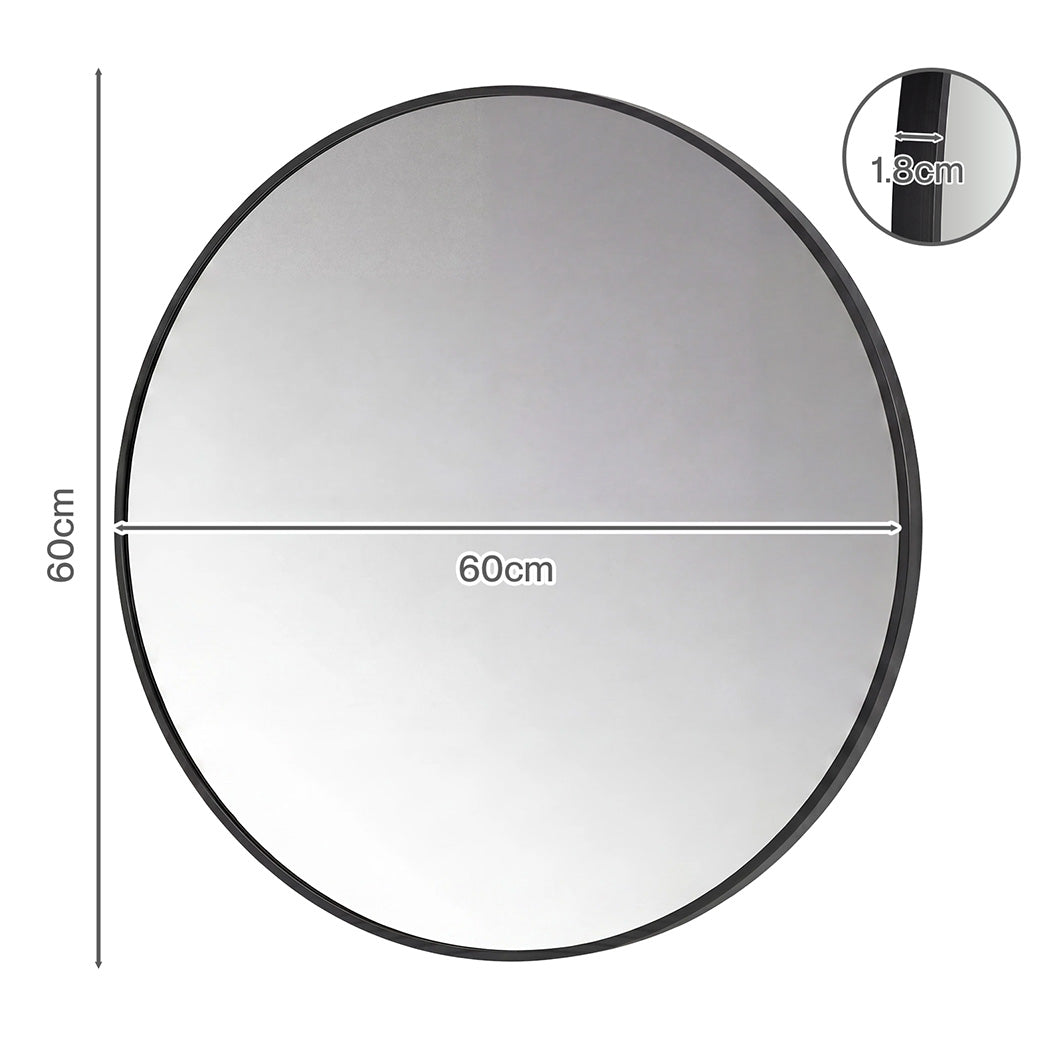 Yezi 60cm Wall Vanity Mirror Round Decorative Bathroom HD Glass Anti-explosion