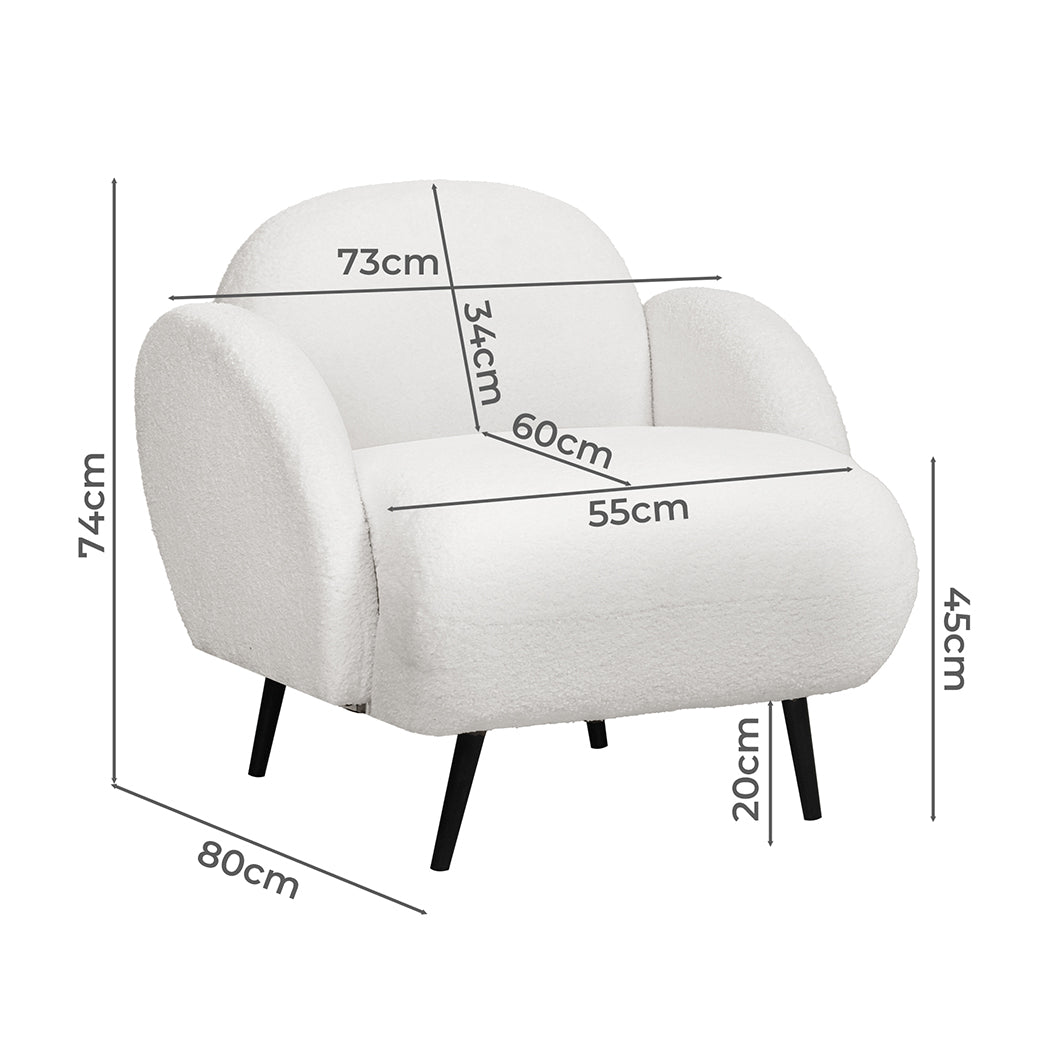 Levede Sofa Chair Fleece Upholstered Single White