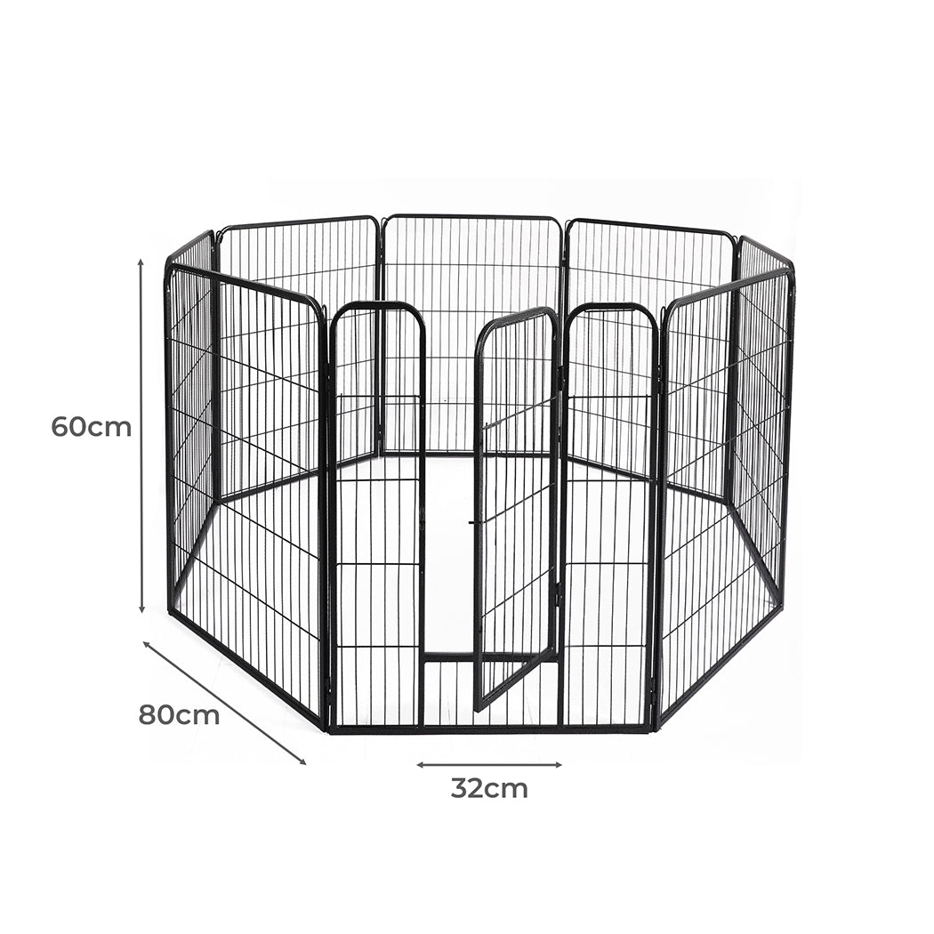PaWz 8 Panel Pet Dog Playpen Puppy Exercise Black 24 inch