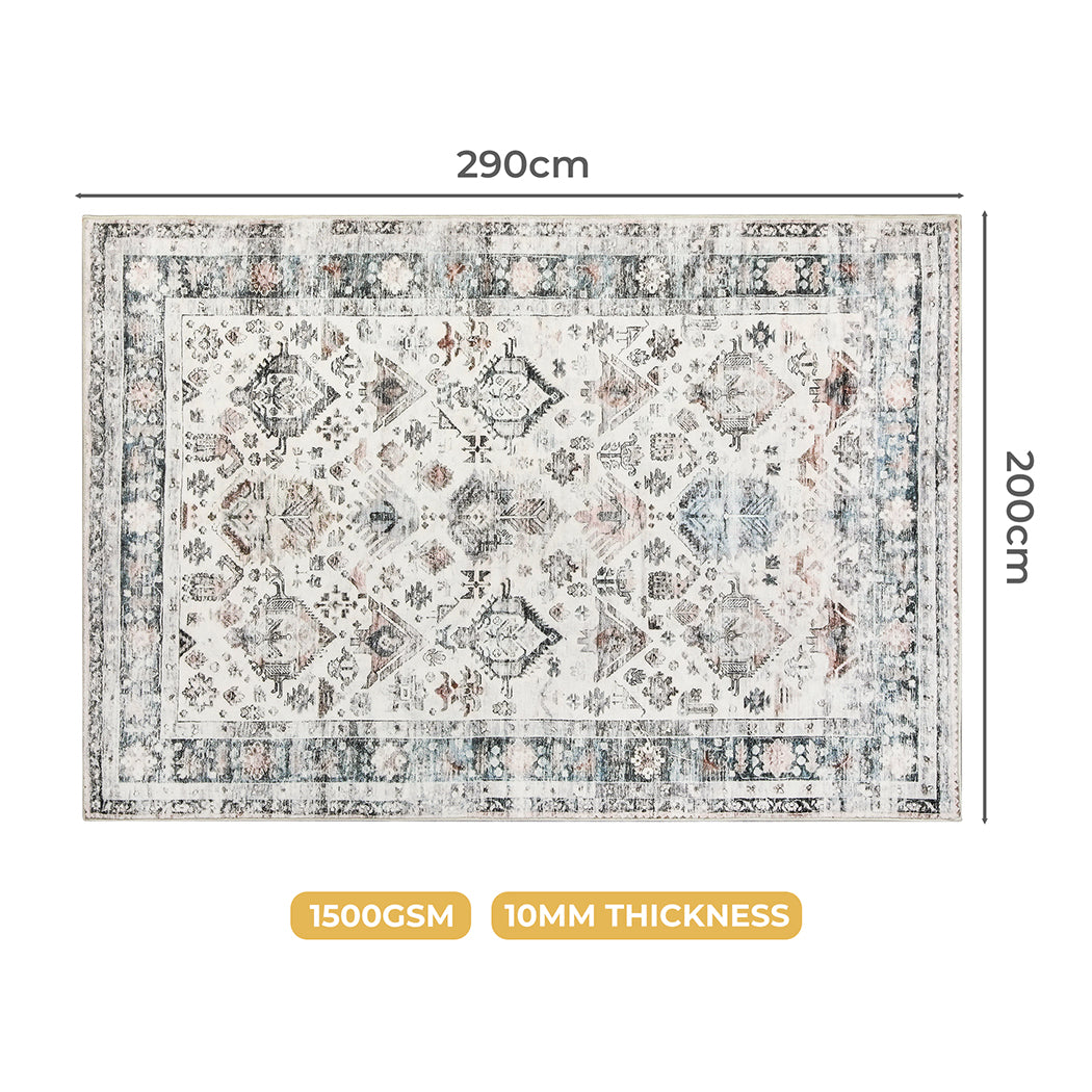 Marlow Floor Rug Vintage Short Pile Washable Carpet Soft Plush Non Slip 200x290