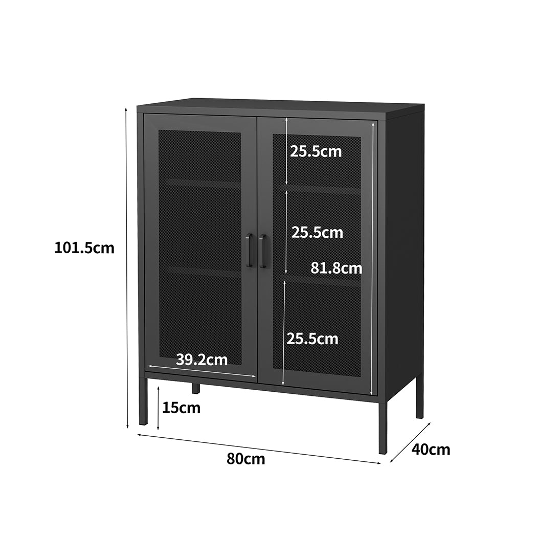 Levede Storage Cabinet Steel Kitchen Black