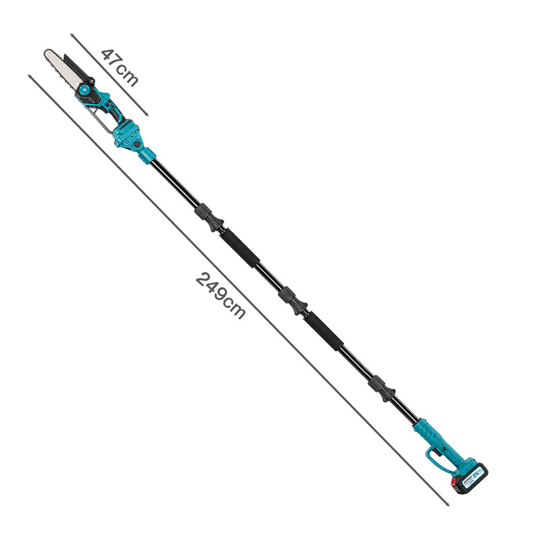 Traderight Mini Chainsaw Pole Saw Brushless 700W 2.49m Adjustable Head Blue