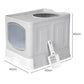 Pawz Large Cat Litter Box Foldable Top Entry Covered Litter Tray Scoop Grey