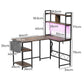 Levede L Shaped Gaming Desk with LED Lights Brown