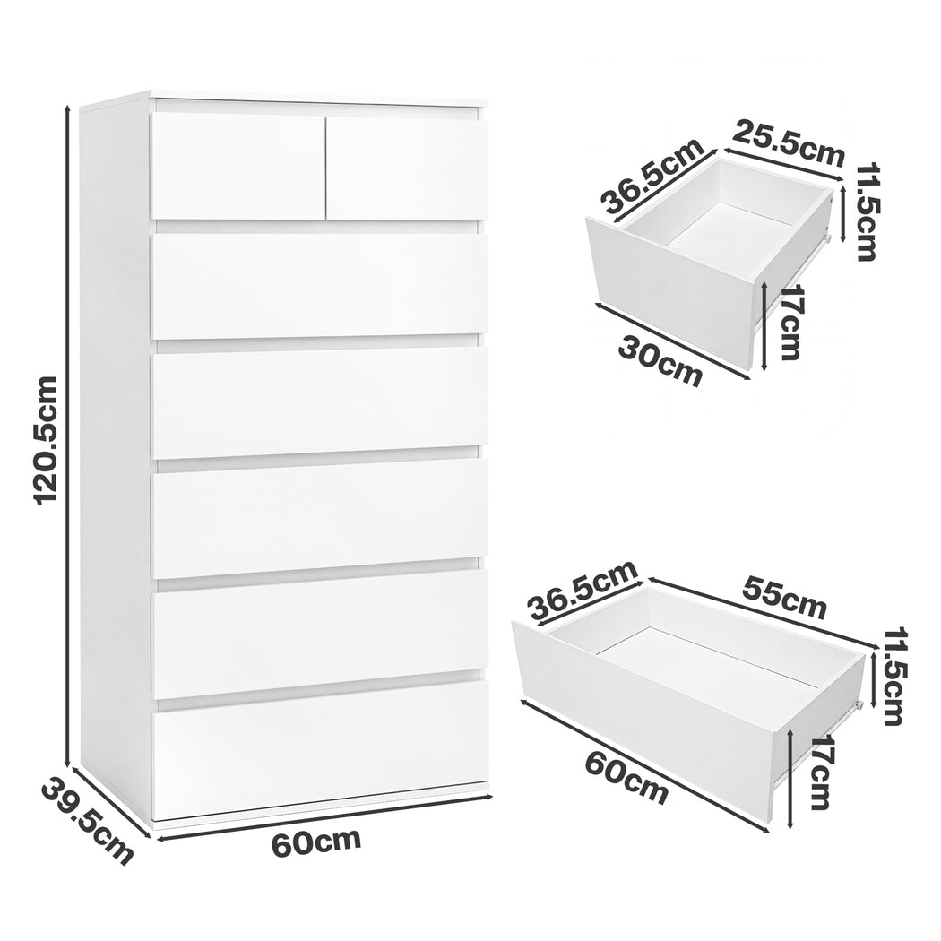 Levede Tall Storage Cabinet 7 Drawer Dresser Bedroom Storage Cupboard Tallboy