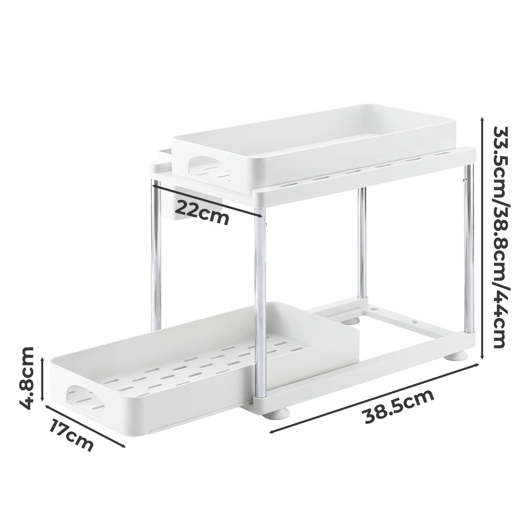 Toque 2 x Under Sink Organizer 2 Tier Cabinet Storage Rack Adjustable Kitchen