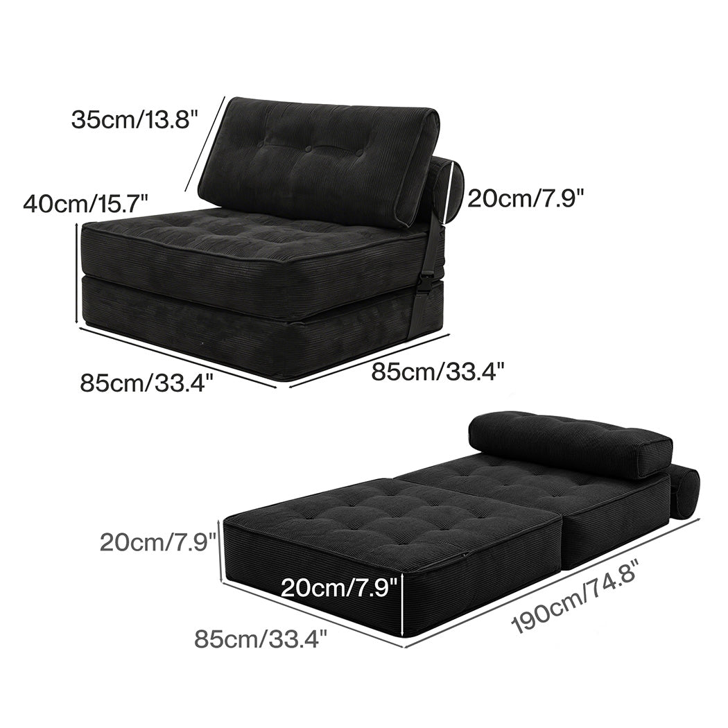 Levede 3 in 1 Convertible Sofa Bed Foldable Single Sleeper Chair Living Room