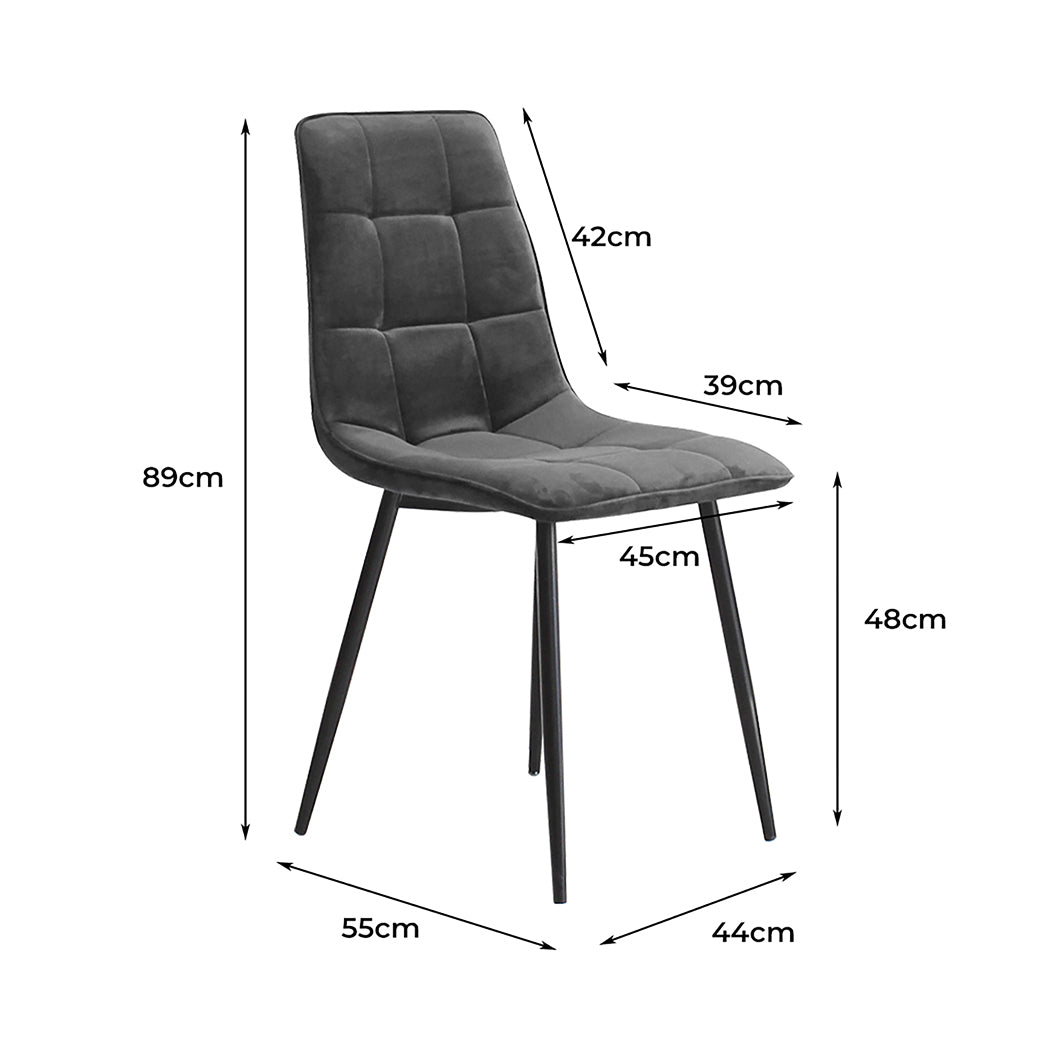 Levede 4x Dining Chairs Kitchen Velvet Grey