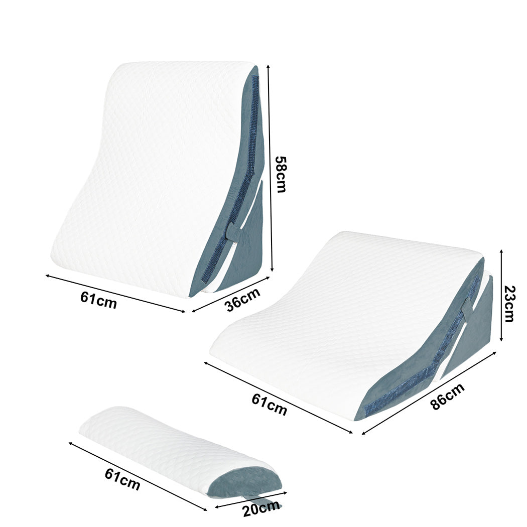 Dreamz 3-in-1 Orthopedic Bed Wedge Pillow Memory Foam Sleep Support Adjustable