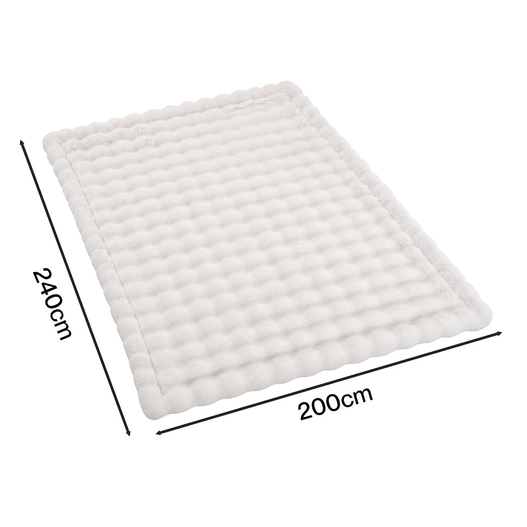 DreamZ Throw Blanket Fluffy Bubble Sofa Blanket Washable 200x240cm White