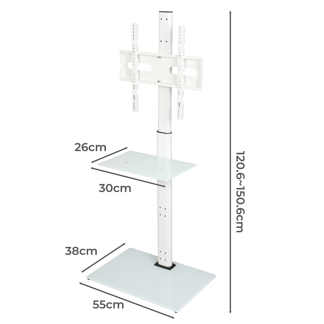 Levede TV Floor Stand 32-65 Inch Universal Swivel Height Adjustable Mount White