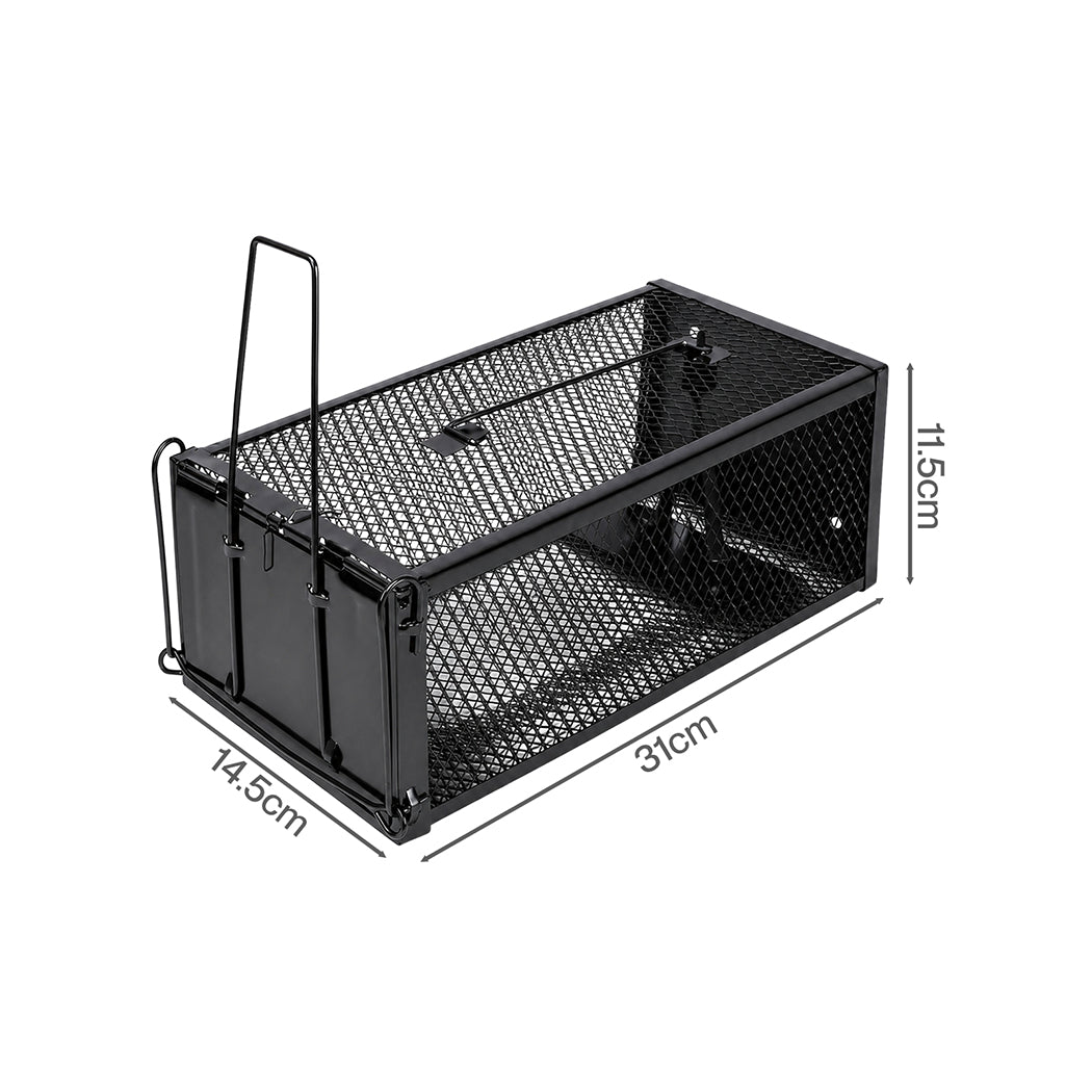 Toque Mouse Trap Humane Live Catch Rat Cage Reusable Zinc Iron Garage Black 2pc