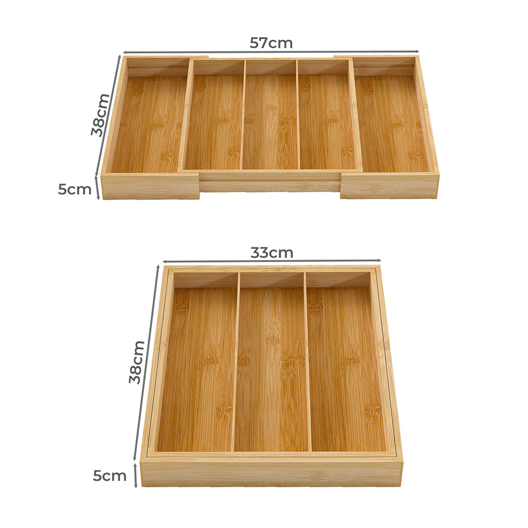 Toque Bamboo Expandable Kitchen Drawer Organizer Storage