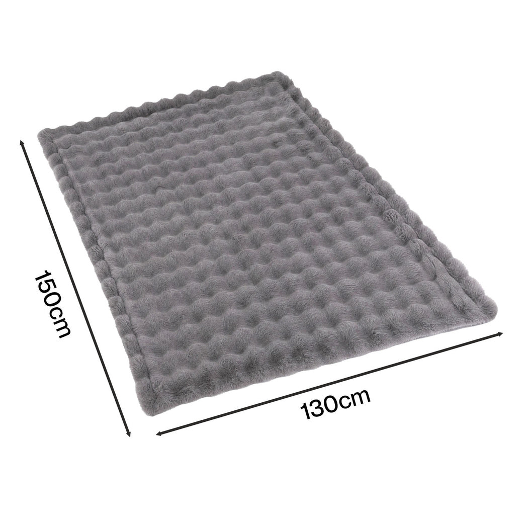 DreamZ Throw Blanket Fluffy Bubble Sofa Blanket Washable 130x150cm Gray