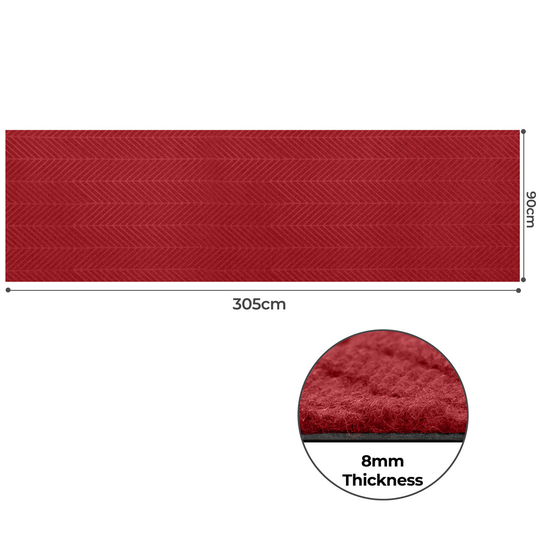 Marlow Extra Large Floor Rug Non Slip 90cm x 305cm Red