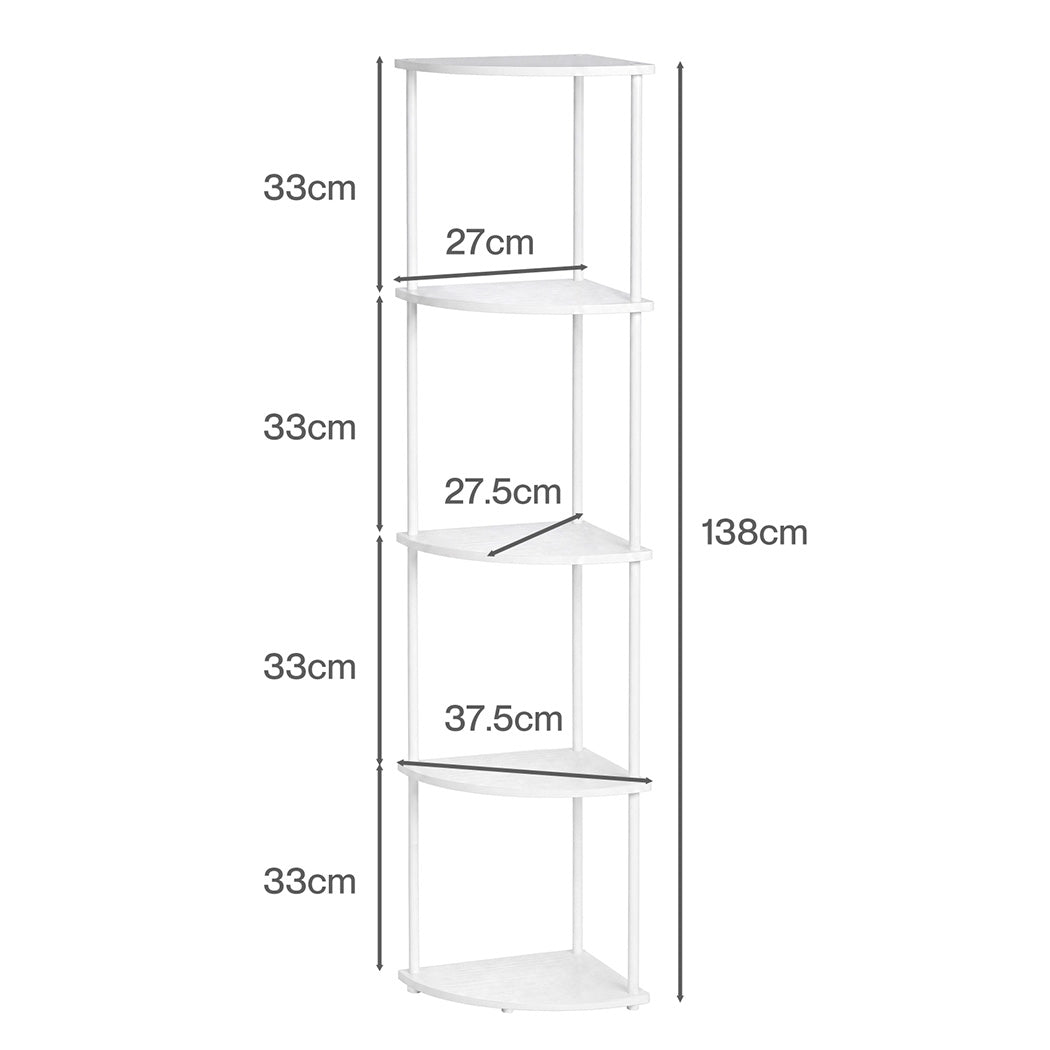 Levede Corner Bookshelf Adjustable Corner Bookcase Unit Living Room White