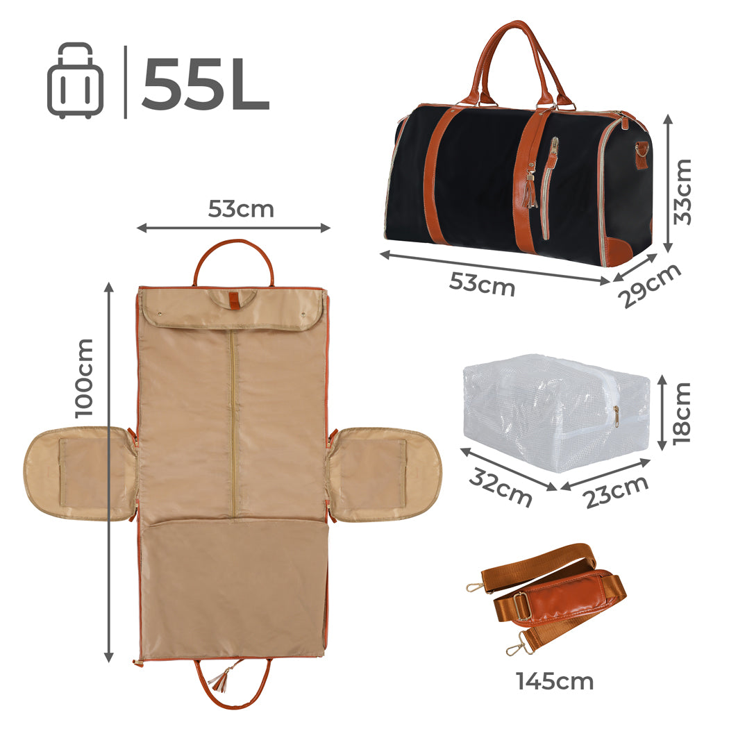 Slimbridge Garment Bags 2 in 1 Hanging Suit Bag Black