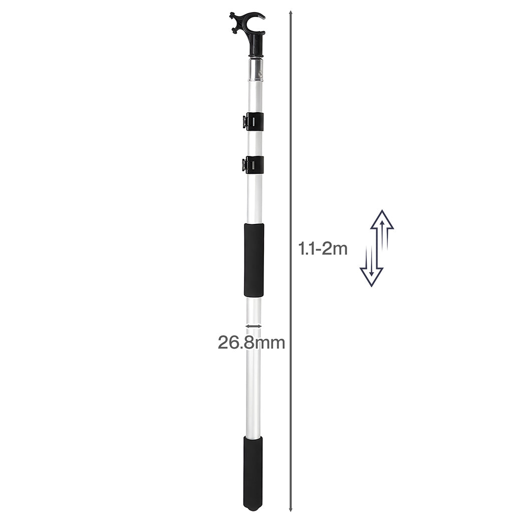 Levede Roof Window Pole 1.1-2m Skylight Rooflight Opener Aluminium Black