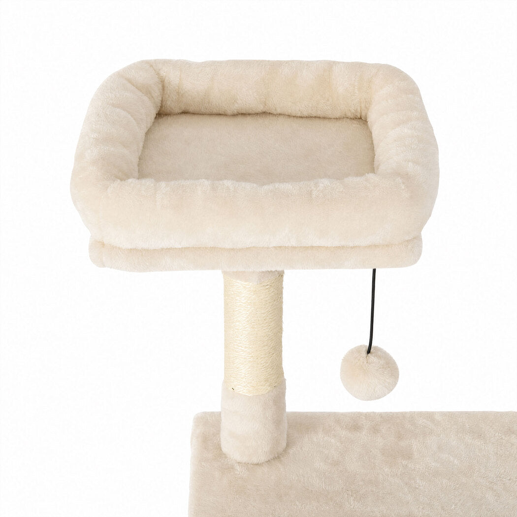 Pawz Cat Tree Cat Tower Multi-Level Cat Bed Cat Scratching Post 125cm Beige