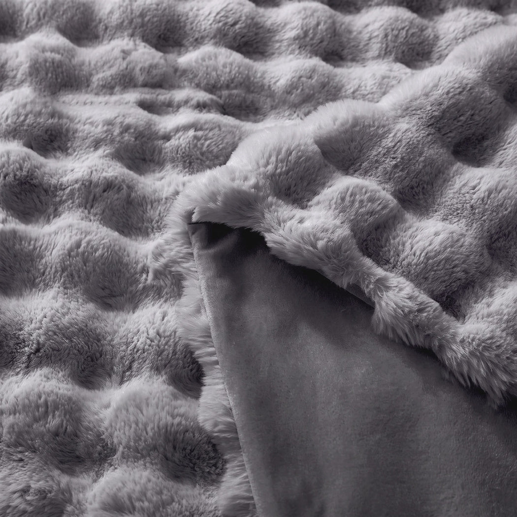 DreamZ Throw Blanket Fluffy Bubble Sofa Blanket Washable 130x150cm Gray