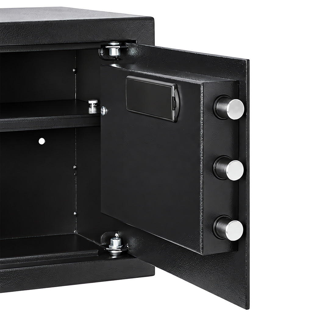 Levede Fireproof Safe Box with LED Light Alarm USB Steel for Home Use Black