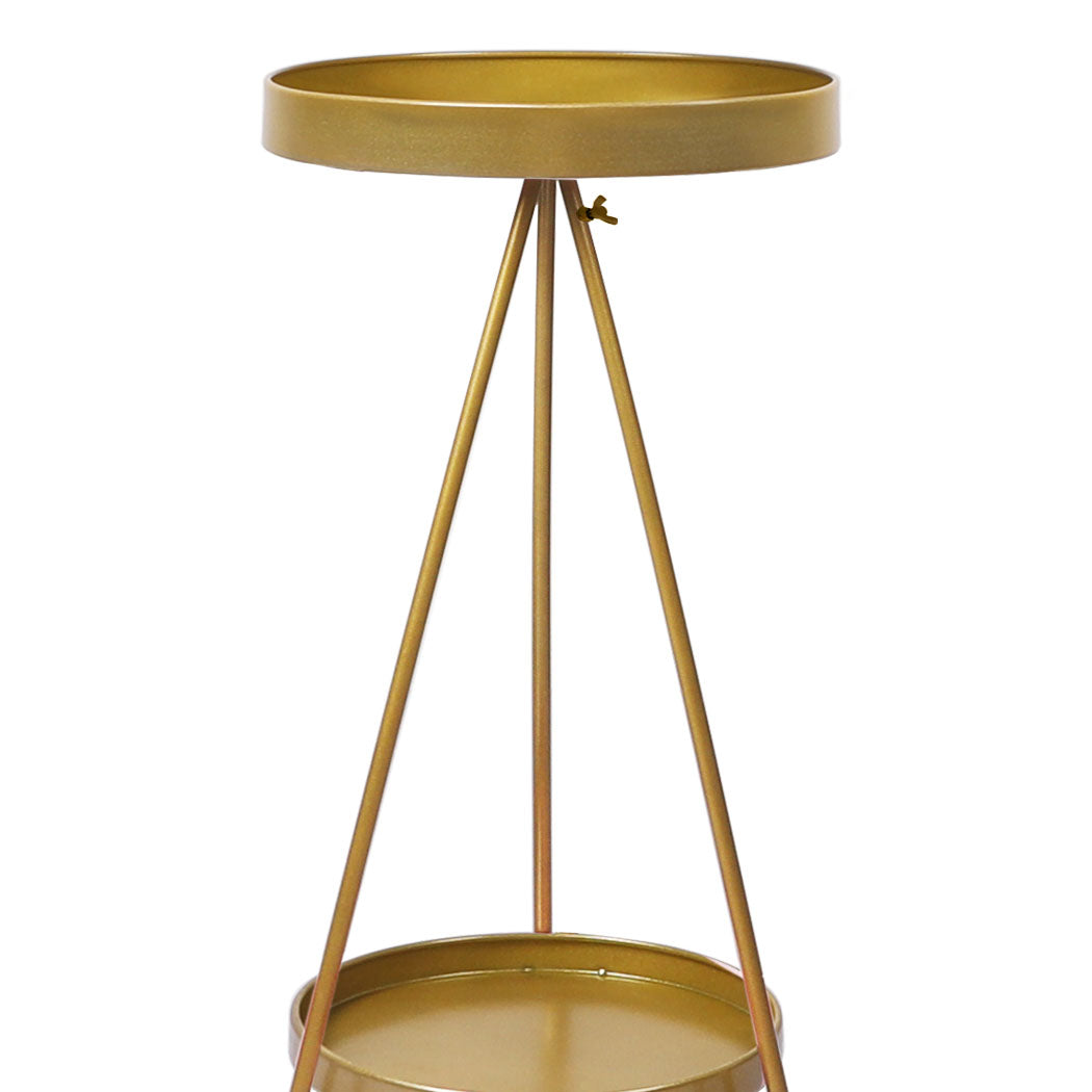 Levede Plant Stand 2 Tiers Outdoor Indoor Gold Medium