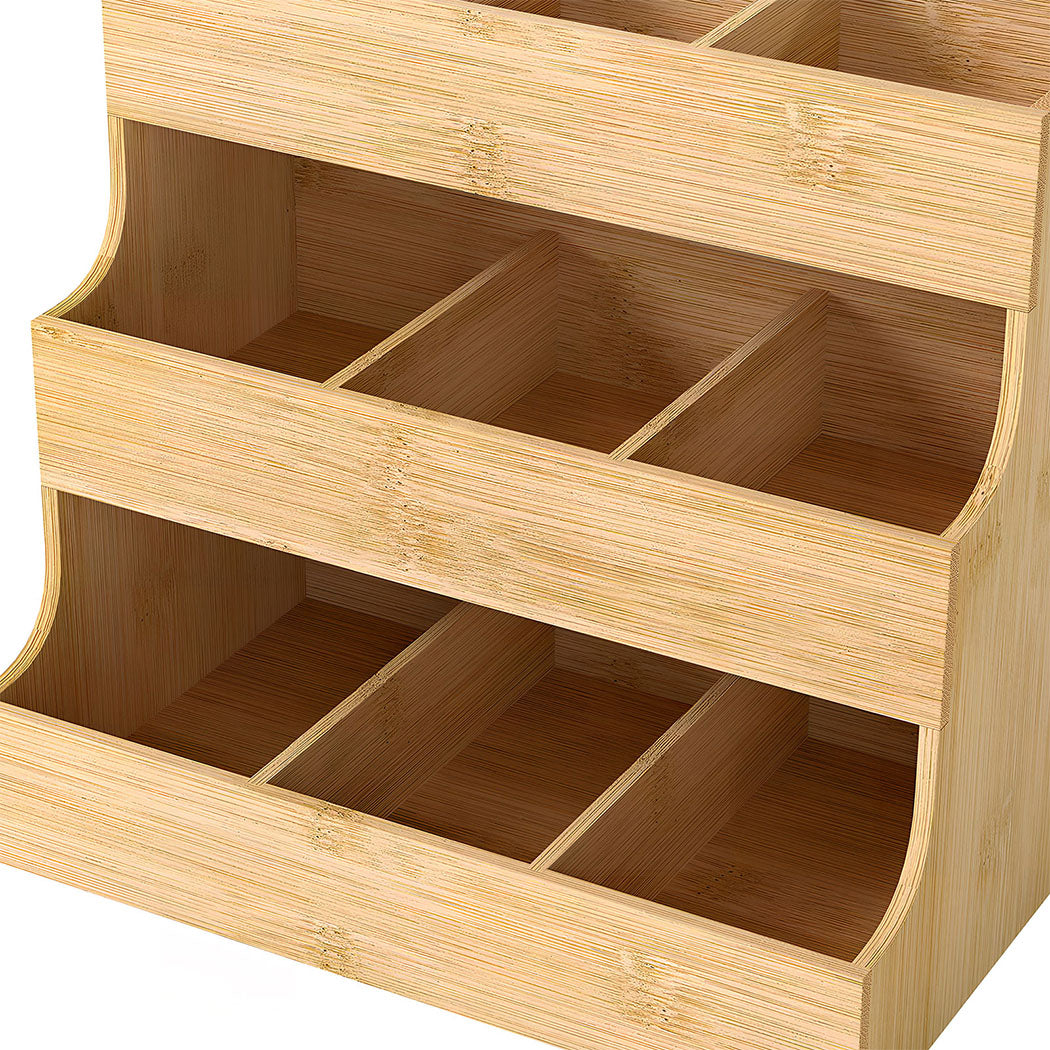 Toque Vertical Bamboo Tea Organizer Holds 180 Tea Bags