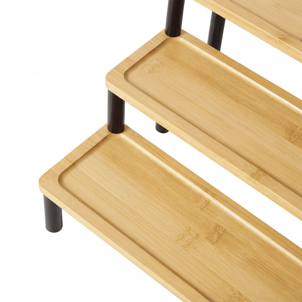 Toque Bamboo Display Stand 3 Tier Serving Tray Platters Spice Rack Shelf Kitchen