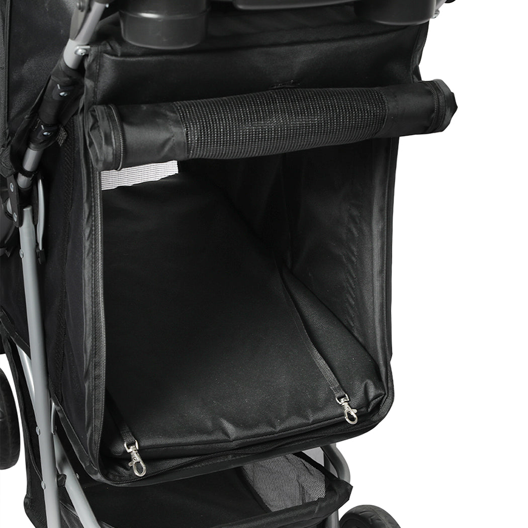 PaWz 4 Wheels Pet Stroller Dog Cat Cage Black