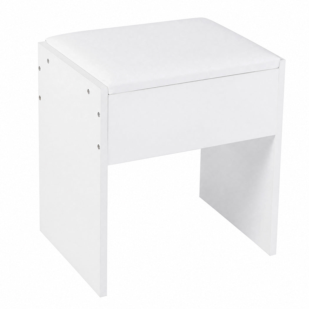 Levede Dressing Table Makeup Vanity with Lights Glass Desktop 7 Drawers White