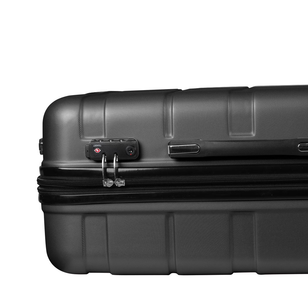 Close-up of the Slimbridge suitcase combination lock and zipper pulls