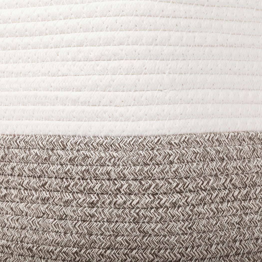 Levede Blanket Basket Cotton Rope Foldable Large with Handles Bedroom Brown