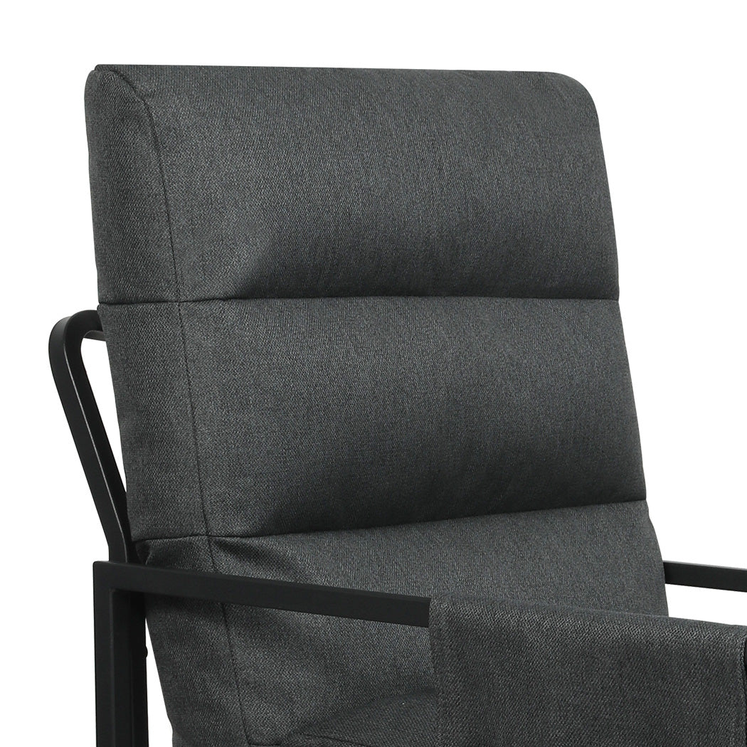 Levede Metal Framed Lounge Chair Linen in Dark Grey