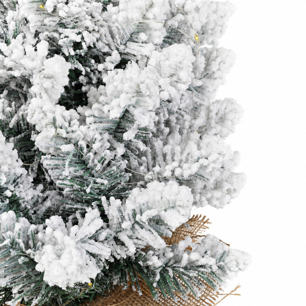 Santaco Christmas Tree 49cm Mini Christmas Tree LED Lights Snow Flocked PVC