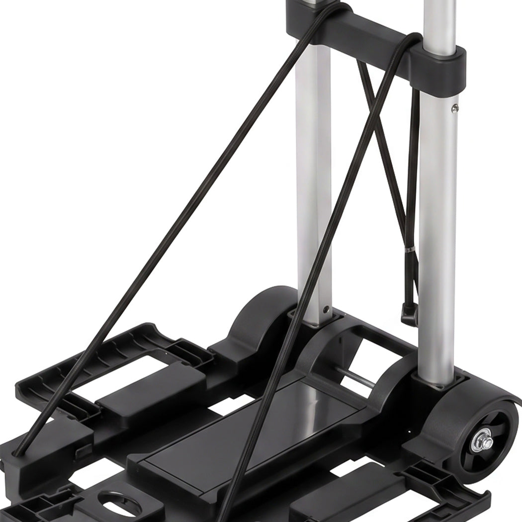 Manan Folding Trolley Cart On Wheels Expandable Base Adjustable Handle Black