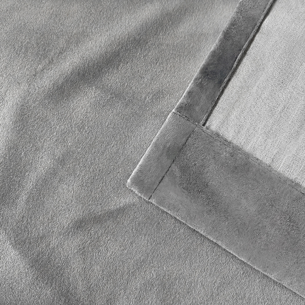 Marlow Velvet Blackout Curtains 2-Panel Room Darkening Eyelet Curtains Grey