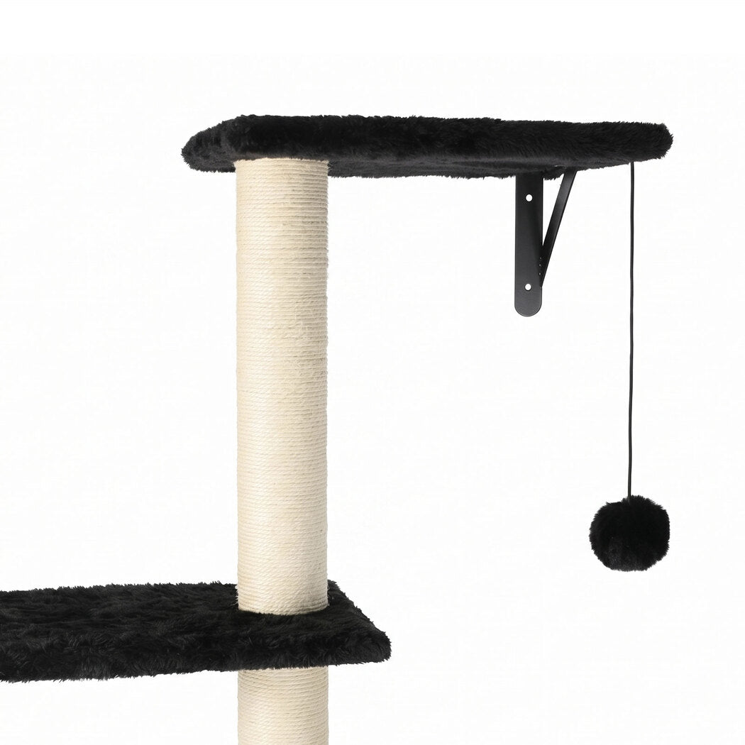 PaWz Cat Wall Shelves set 4 In 1 Modular with Sisal Scratcher for Indoor Black