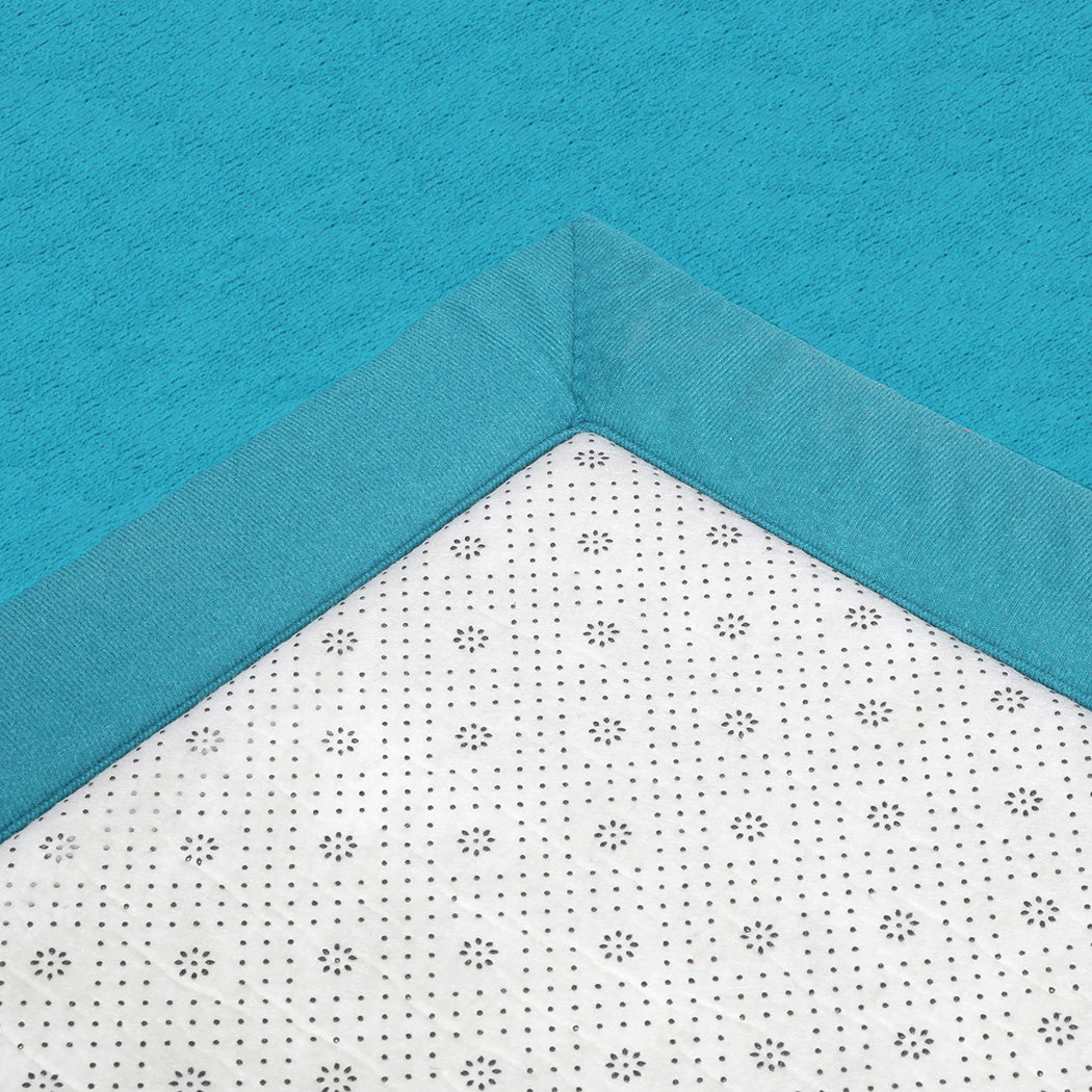 Marlow Coral Velvet Area Rugs Large Mat 120x200cm Blue