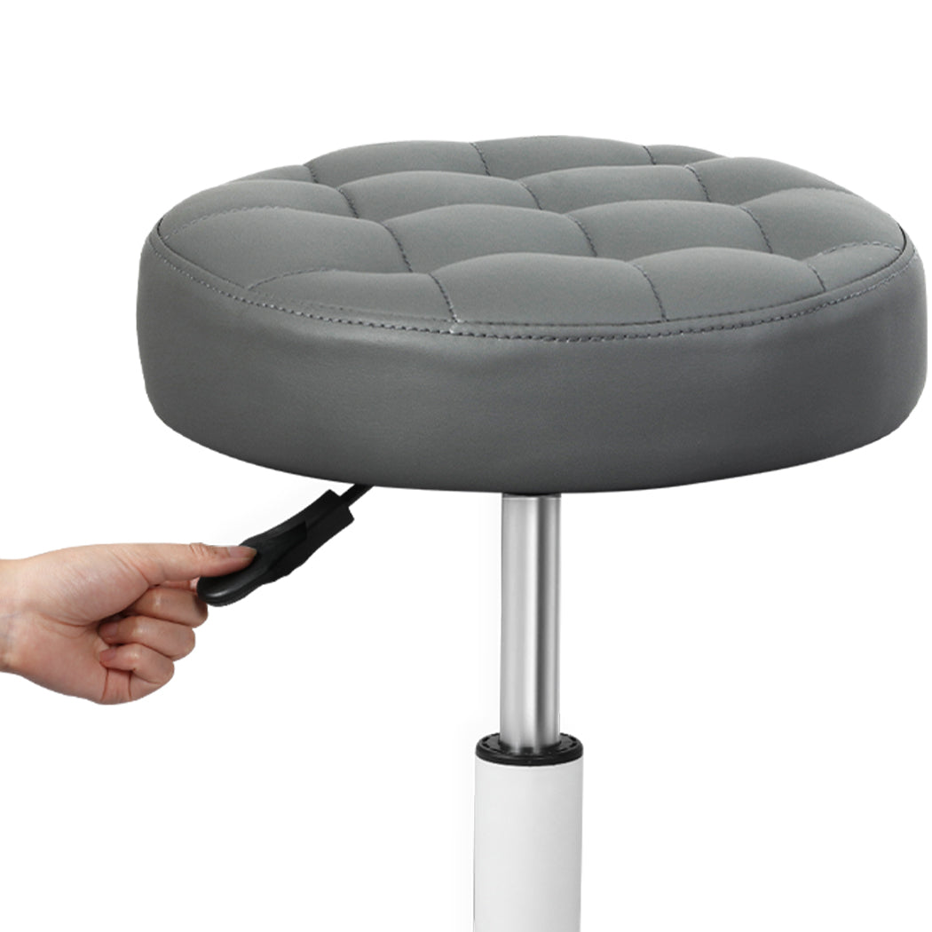 Levede 4x Rolling Bar Stool Swivel Salon SPA Chair Grey