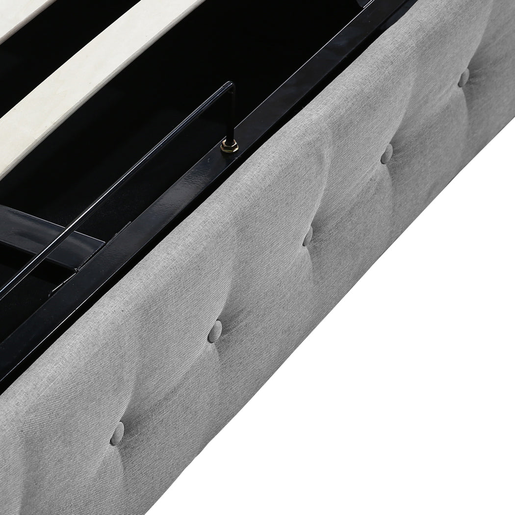 Levede Queen Bed Frame Fabric Tufted Grey