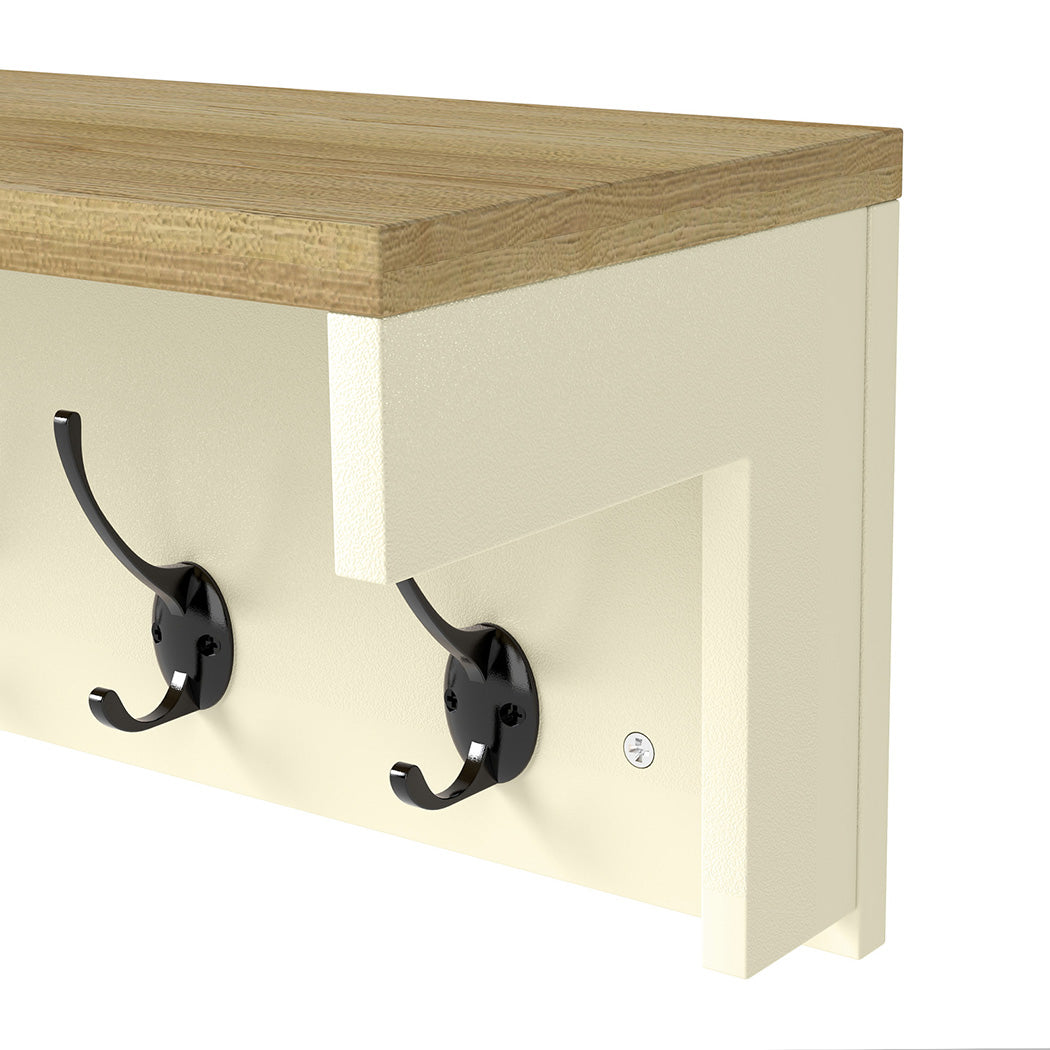 Levede Coat Rack Wall Mounted Shelf 7 Double Hooks Storage Entryway Hallway