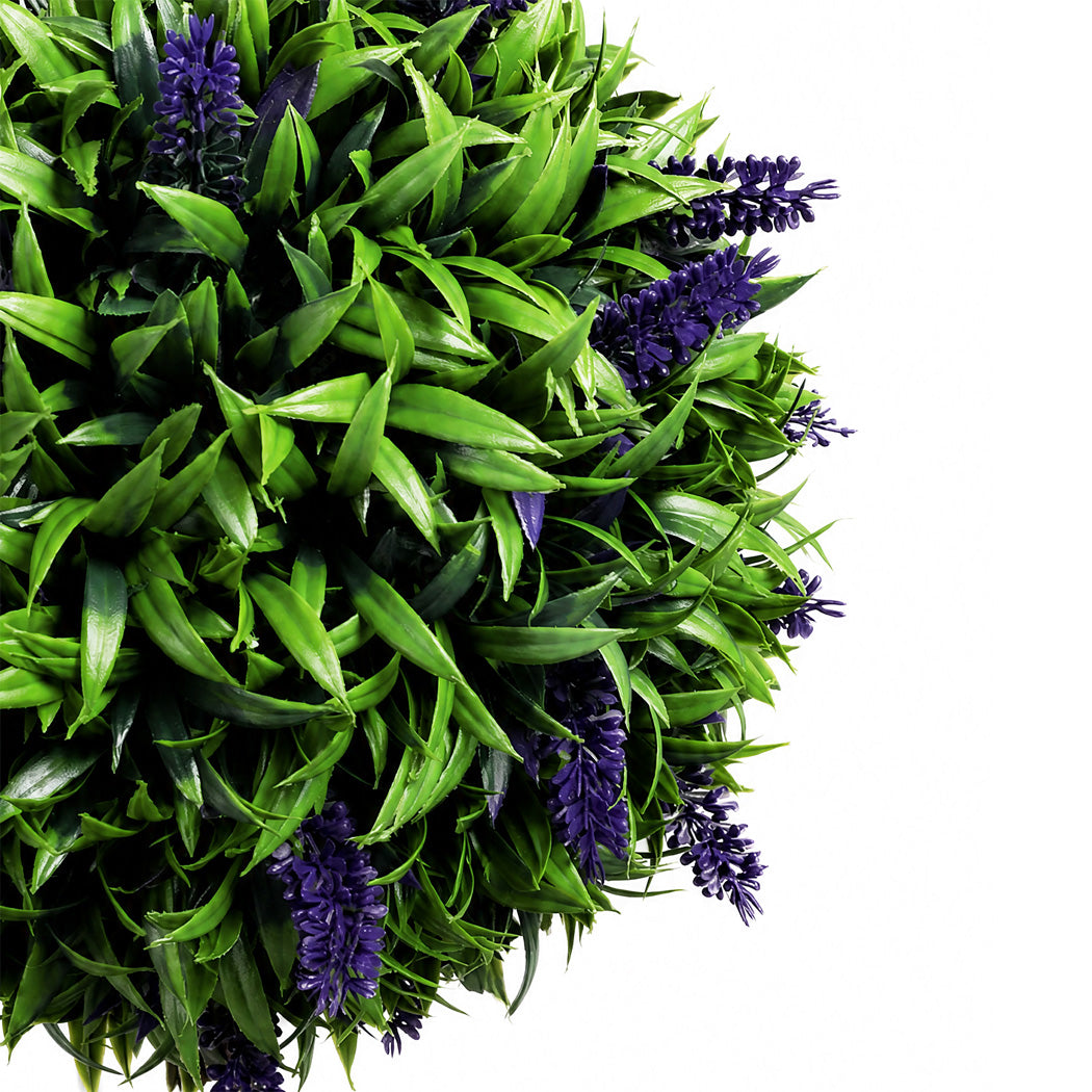 Lambu Artificial Plants Faux Lavender Topiary Set of 2 for Front Door Green