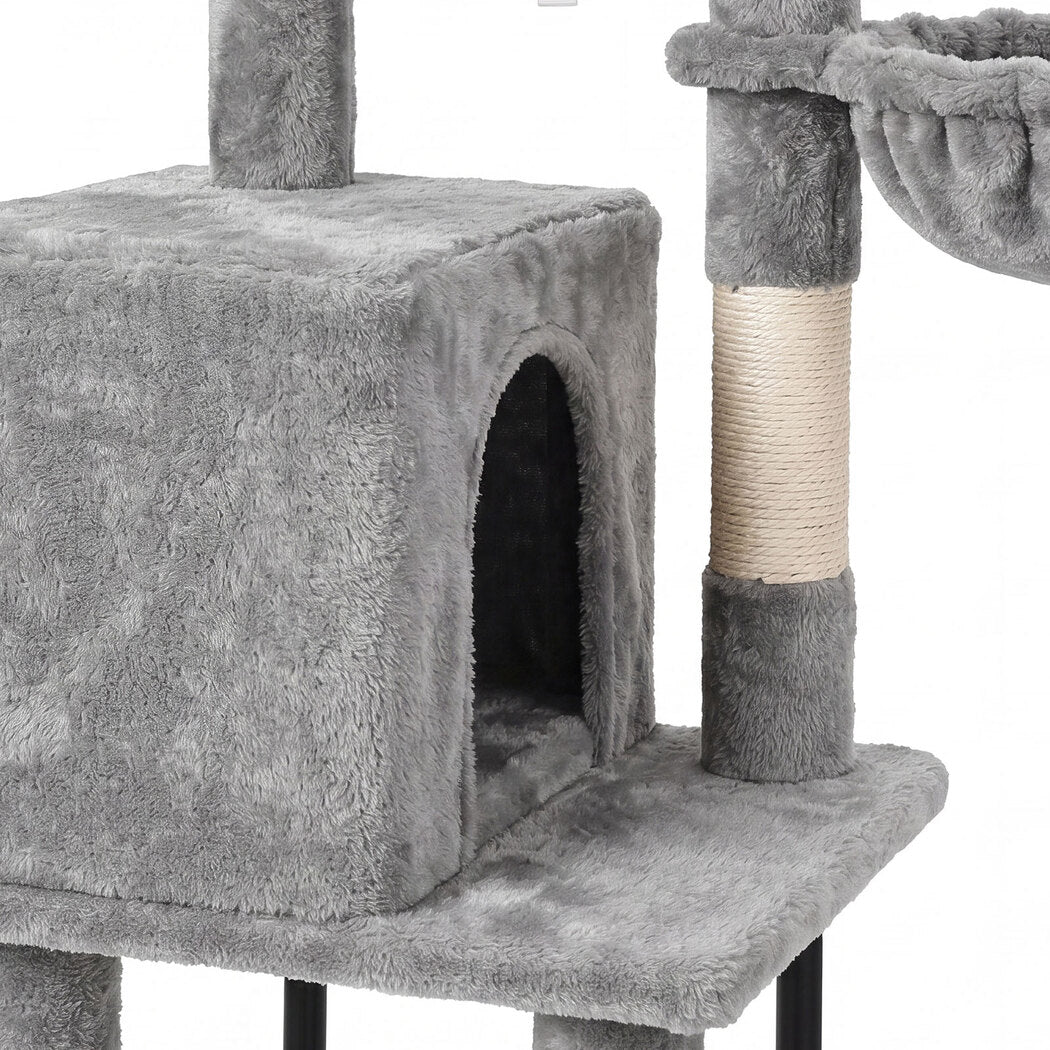 Pawz Cat Tree Cat Tower Multi-Level Cat Bed with Condo 125cm Plush Gray