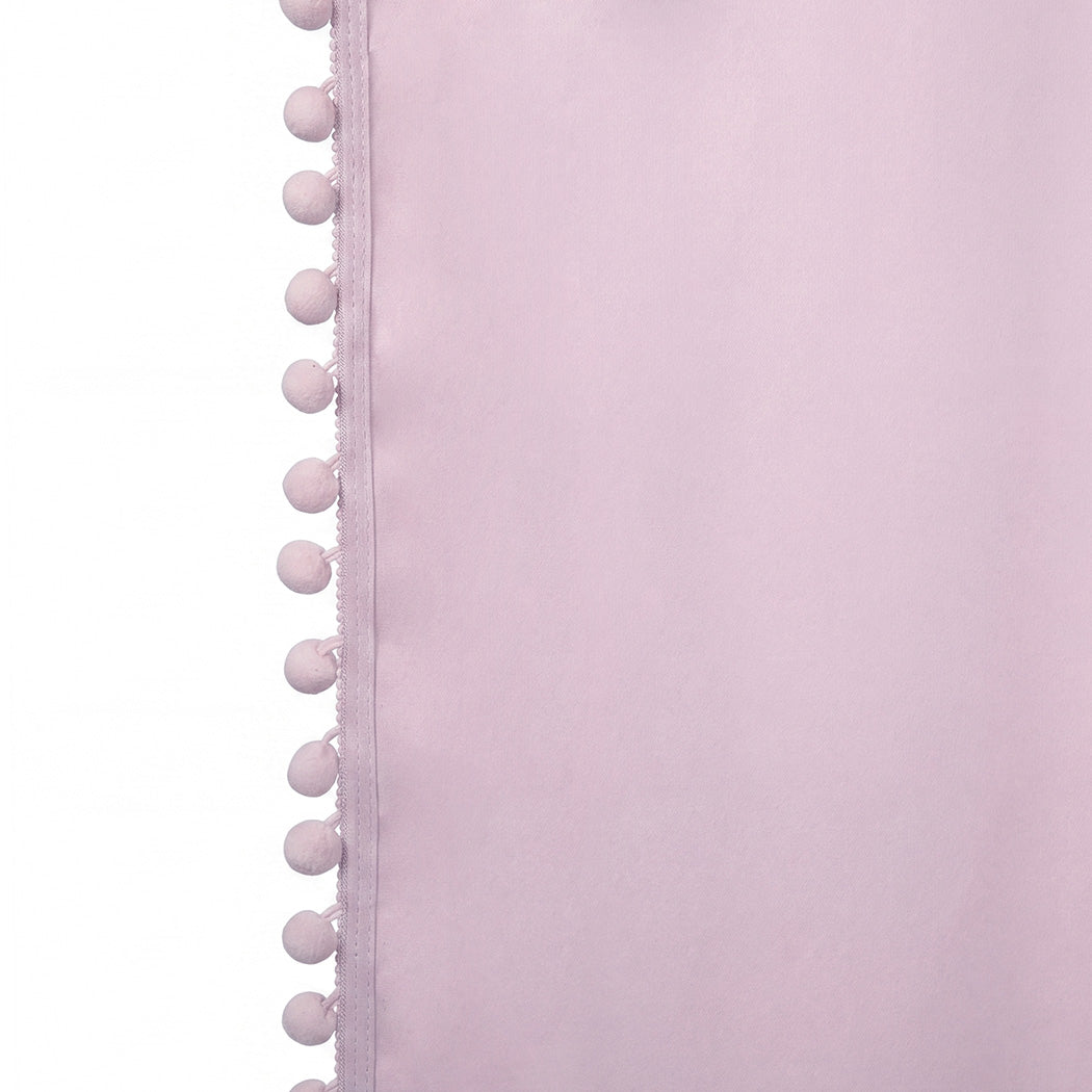 Marlow Blackout Curtains Pink 2 Panels Thermal Insulated Pom Pom 132cm x 213cm