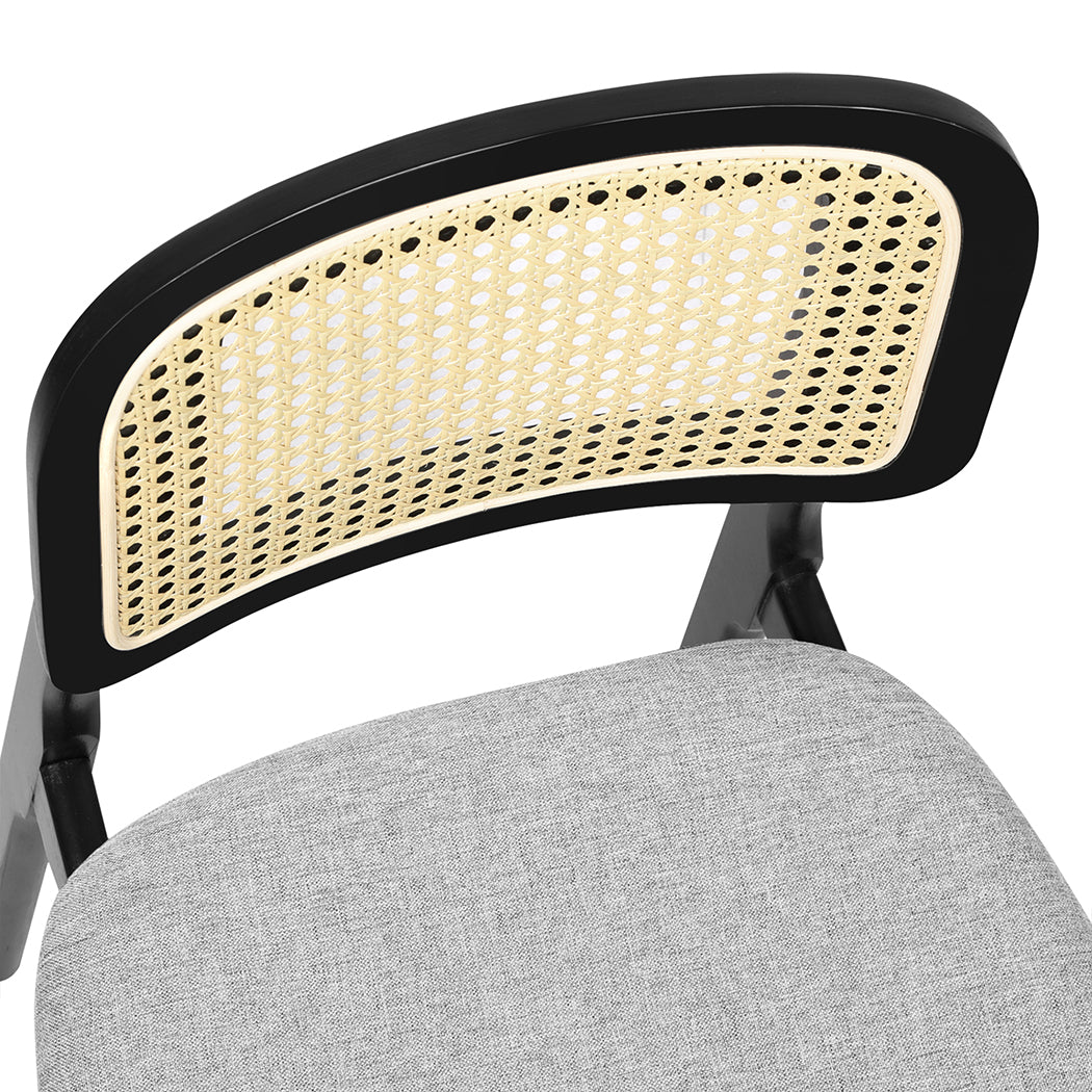 Levede Dining Chair Wood Rattan Armless Black x8
