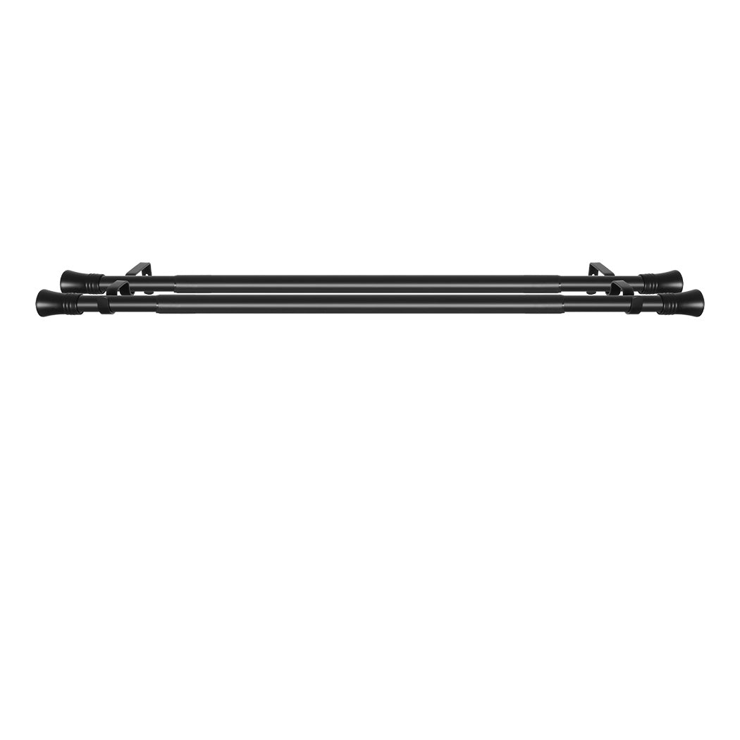 Marlow Black Double Curtain Rod Steel Pole Pommel Set Extendable Adjustable